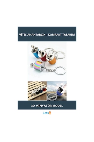 3d Metal Araba Vites Anahtarlık Şık Ve Fonksiyonel Çok Renkli