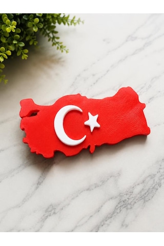 Magnet Buzdolabı Magneti Türkiye Haritası Türk Bayraklı Hediyelik Dekoratif 9 X 4,5 Cm