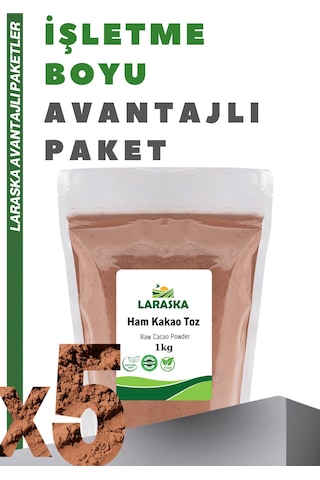 Natural Ham Kakao Toz 5kg - Raw Cacao Powder Aile Boyu Paket