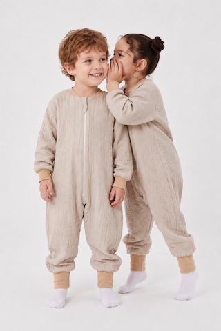 Babyhola Çocuk Uyku Tulumu 1-8 Yaş Unisex Uzun Kollu 1 Tog %100 Pamuk Müslin 2706 Bej
