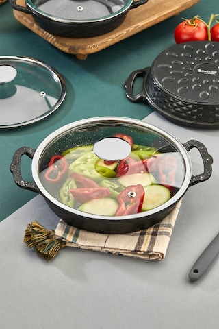 Polochef Kristal Sahan Seti Döküm Granit 3'lü Siyah