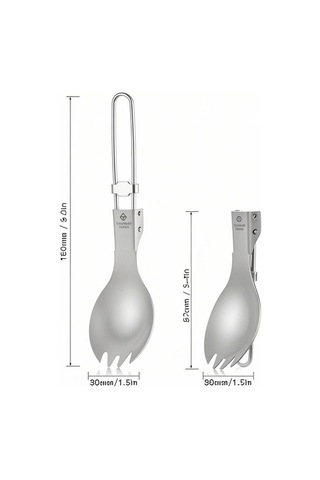 Fortunelane Tomshoo Ta8001 Titanyum Katlanır Çatal Kaşık - Kamp İçin Hafif Ve Dayanıklı, Çok Renkli Çok Renkli