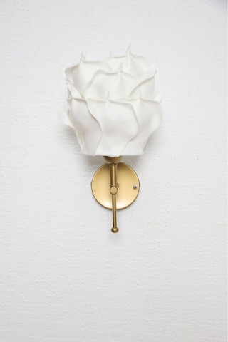 Dekor Yapay Eva Gül Üst Beyaz-metal Eskitme Gold Ledli Duvar Aydınlatması Aplik Beyaz