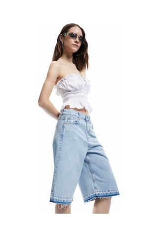 Koton Pamuklu Pis Paça Düğmeli Cepli Denim Bermuda Şort Açık İndigo 5sal40316md Açık İndigo