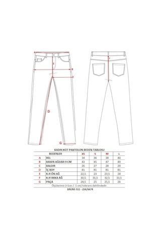 Kadın Kargo Cep Kot Pantolon 001