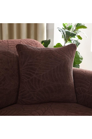 Açık Gri 45x45 Cm Su Geçirmez Yaprak Jakarlı Dekoratif Kare Atmak Yastık Örtüsü Yumuşak Minder Örtüsü Çekyat Sandalye Kapak Süslemeleri