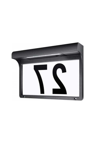 Ebitda Modern Güneş Enerjili Metal Ev Numarası Led Işık - Su Geçirmez Bahçe Lambası 22,5x17,5 Cm
