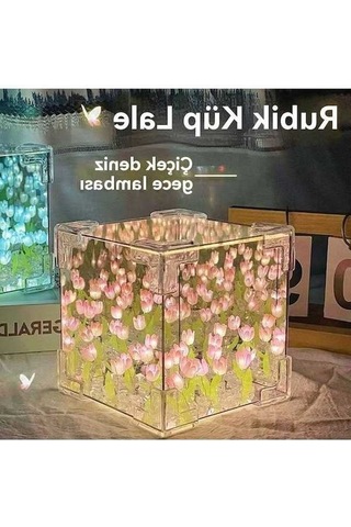 Moly Çiçek Rubik Küp Lale 3b Gece Lambası İq Renkli, Standart Boyutta, Herkes İçin Diğer