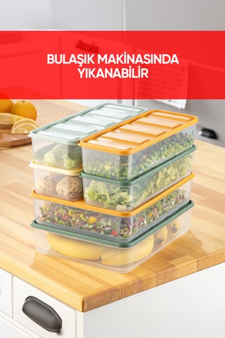 Vinoa 6'lı 2x3.5 Litre + 4x1.65 Litre Bpa Free Mikrodalga Ve Difrize Uygun Yıkanabilir Saklama Kabı Çok Renkli