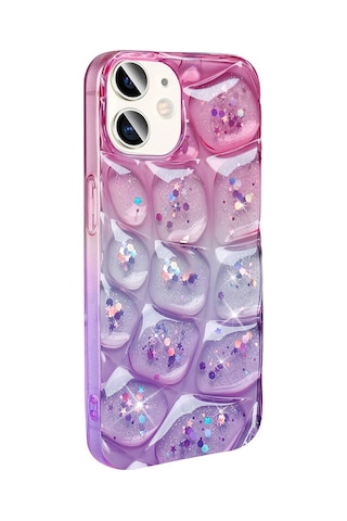 Apple Uyumlu iPhone 11 İle 3d Kabartmalı Simli Yumuşak Tam Koruma Telefon Kılıfı Kapak