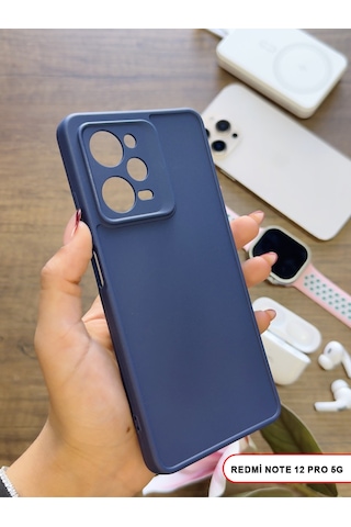 Redmi Note 12 Pro 5g Uyumlu Kamera Korumalı Darbeye Dayanıklı Renk Atmayan Keep Silikon Kılıf Lacivert