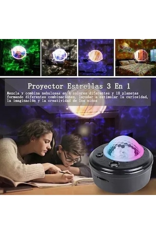 Maiyame Kara Kasa Akrilik Perde 10 Gezegenli Evren, Yıldız, Galaksi, Dünya Işıklı Projeksiyon Lambası