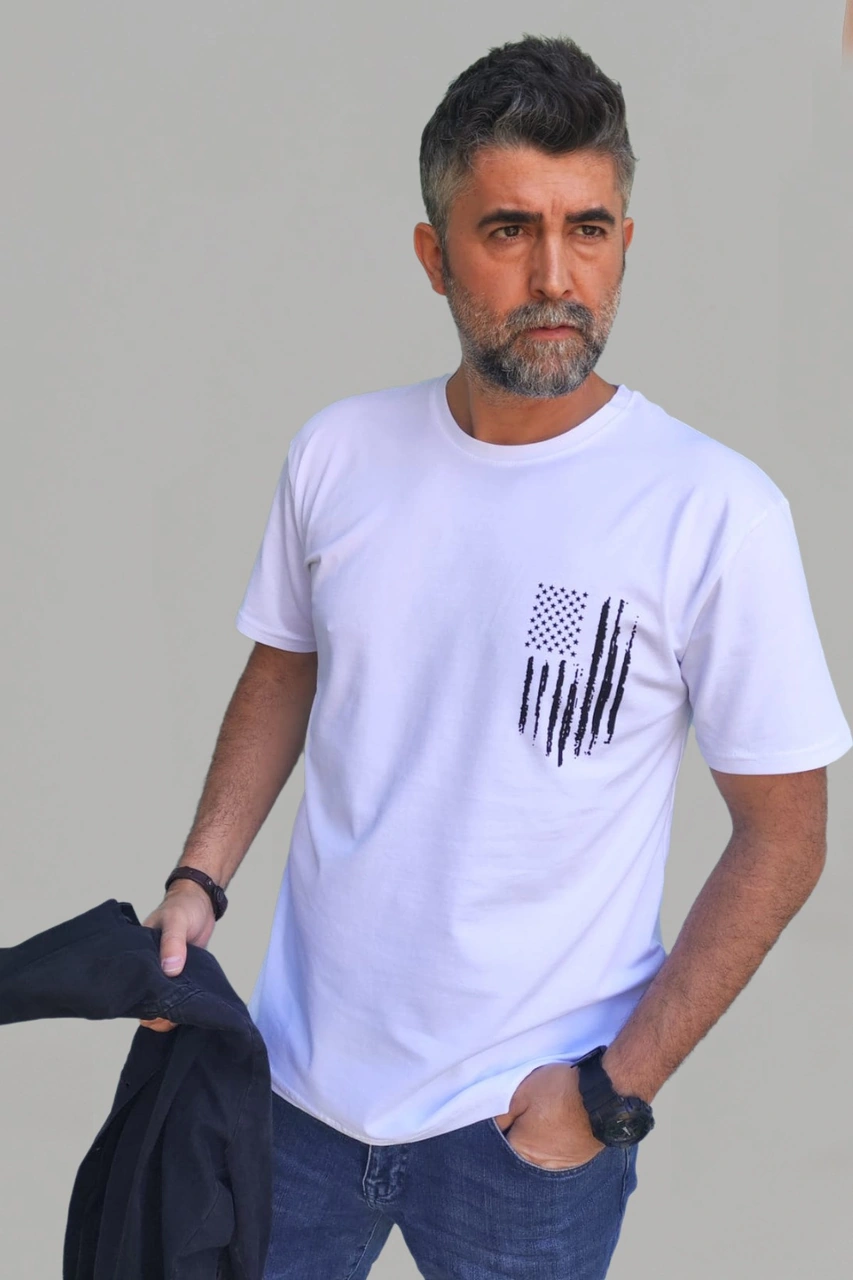 Erkek Desenli-düz Karışık Slim Fit Bisiklet Yaka Pamuk Elastan 5'li Basic Tişört Vk-erkektişört-desendüz-5li