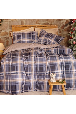 Karaca Home New Year Yeni Yıl Lanza Lacivert %100 Pamuk Flanel Tek Kişilik Nevresim Takımı