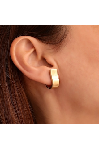 Nox Jewelry 925 Ayar Soru İşareti Temalı Hafif Parlak Tasarım Gümüş Küpe - E00268 Gold