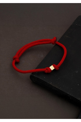 Bilezikci 14 Ayar Küp Altınlı Kırmızı İpli Bileklik Sarı Altın