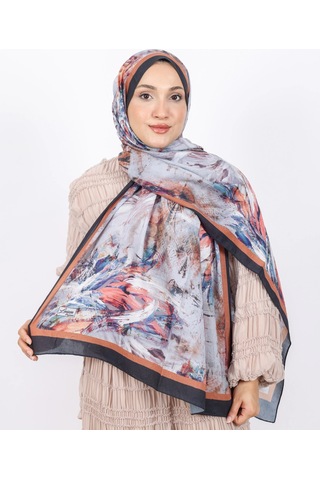 Luissa Bambu Kraş Şal Pastel Desen Siyah