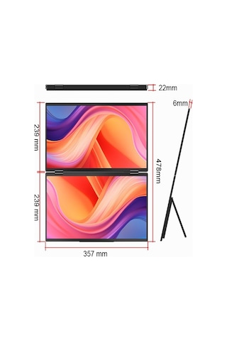 Ultrax 16" Çift Ekran 1200p Full Hd Ips İkili Taşınabilir Monitör
