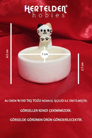 Dekoratif El Yapımı Mum Kokusuz %100 Taş Tozu Mum Dekoratif Obje , Biblo