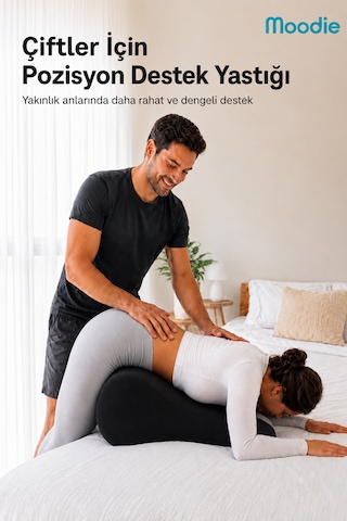 Çiftler İçin Ergonomik Pozisyon Destek Yastığı, Yakınlık Ve Konfor Kama Yastığı 60x40x30 Cm Siyah