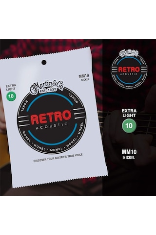 Martin Co Retro Mm10 Nickel Alloy Extra Lt 10-47 Akustik Gitar Teli
