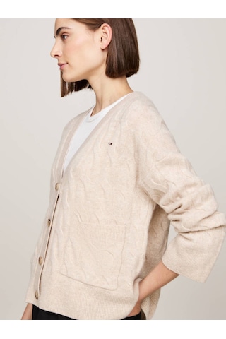 Tommy Hilfiger Soft Wool Cable Cardıgan Kadın Bej Hırka - Ww0ww43089 Bej