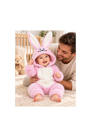 Messlife Peluş Tavşan Kulaklı Bebek Tulumu Pembe - 932206337 Pembe