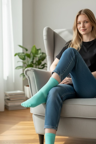 Socks Stores 6 Çift Unisex Renkli Pamuklu Soket Çorap - Renkli Tenis Boy Çorap Turkuaz