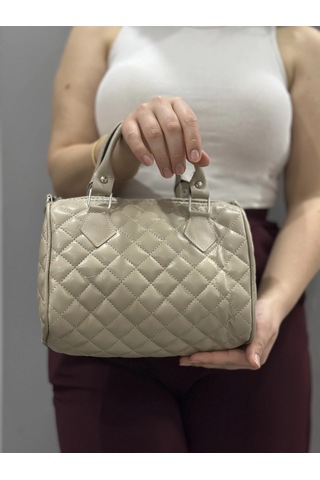 Biçomi Kapaksız Kapitone Bej Cilt Çanta Bej