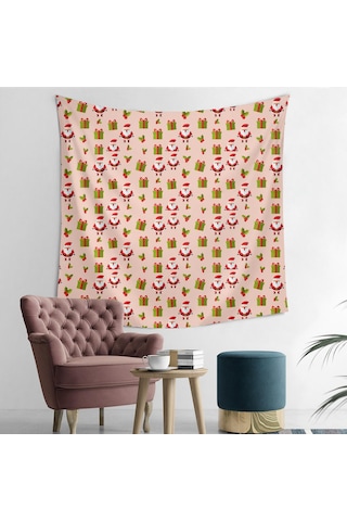 Noel Desenli 50x50 İnç Kare Duvar Halısı, Oturma Odası, Yatak Odası Ve Genç Odası İçin