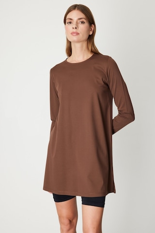 On Kadın Uzun Kollu Basic Tunik 61421 Kahverengi Kahverengi