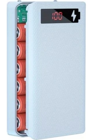 Honeybeeshop Beyaz L6 6 Hucreli 18650 Pil Cikarilabilir Dis Kabuklu Dıy Tasinabilir Power Bank Kiti BEYAZ