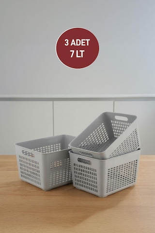 Lavin 3 Adet Büyük Boy Mutfak Banyo Ve Dolap İçi Düzenleyici Açık Gri