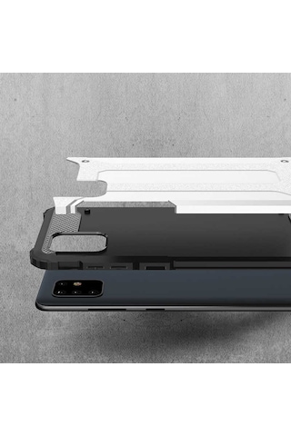 Ekılıf - Samsung Galaxy A81 Note 10 Lite Uyumlu Kılıf Çift Katman Zırh Tank Crash Military Kapak - Mavi