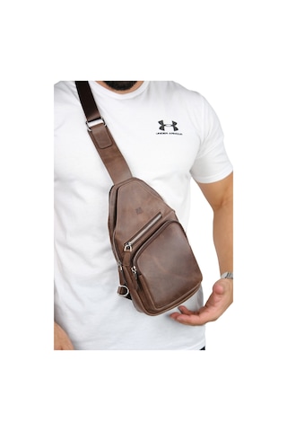 Mft Leather Hakiki Deri Unisex Çapraz Çanta Baggy 6981 Tiguan Kahve
