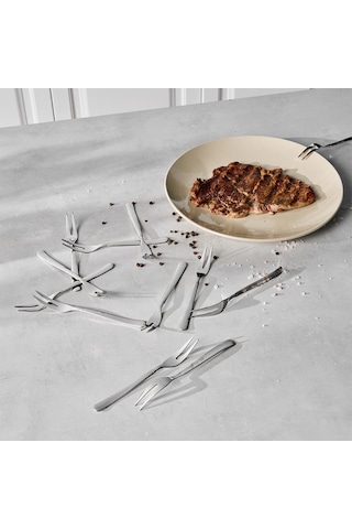 Hisar Milenyum 6lı Çelik Et Çatalı Gümüş