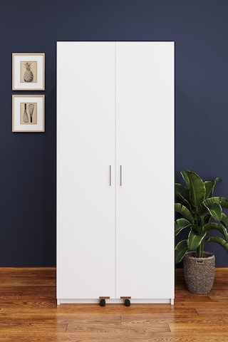 Asra Trend MK-01 %100 MDF 80x180 cm Çok Amaçlı Mutfak Kiler Dolabı Kapak İçi Raflı Erzak Dolabı Beyaz