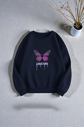Uyguntarz Çok Renkli En Sevilen Kelebek Serisi Baskılı Sweatshirt 3'lü Fırsat Paketi