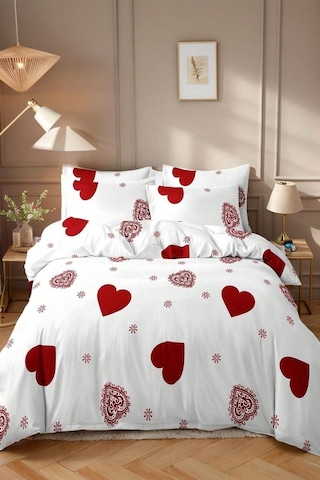 Pamuklu Çift Kişilik Nevresim Seti Nevresim Ve Yastık Kılıfı Çarşafsız Patricia Beyaz