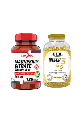 Nevfix Magnesıum Vitamin B-6 120 Talet & Flx Omega 3-6-9 90 Tab