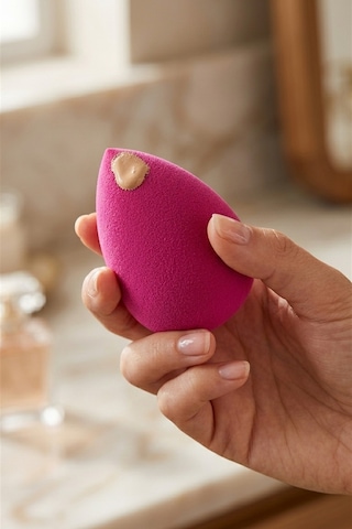 Pembe Renk 10 Parça Profesyonel Makyaj Süngeri Seti Pudra Puff Blender