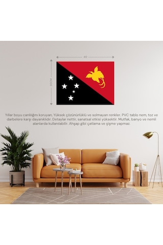 Papua Yeni Gine Ülke Bayrağı 40x30cm Duvar Tablosu Çerçevesiz Pvc Tablo Diğer