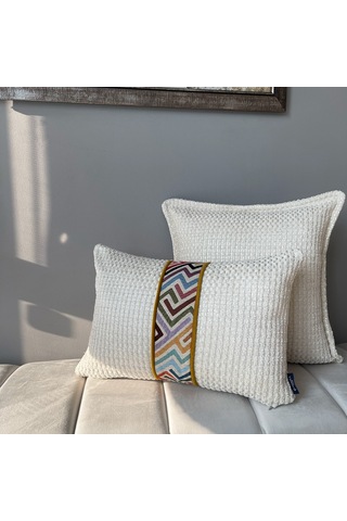 "woven" Bordür Detaylı Dekoratif Kırlent Set Ekru