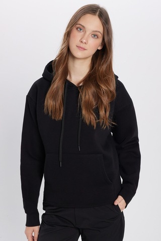 Tudors Unisex Oversize Geniş Kesim Pamuklu Yumuşak Dokulu İçi Polarlı Basic Siyah Kapüşonlu Sweatshirt-29703 Sİyah