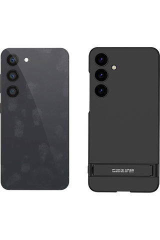 Galaxy S24 Kılıf Zore Kamera Korumalı Dikey Standlı Ays Kapak Siyah