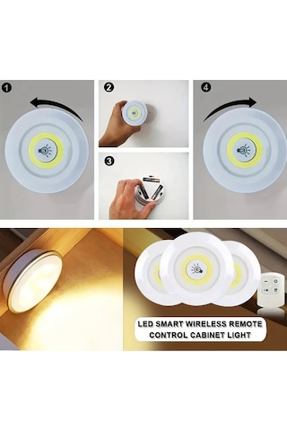 Uzaktan Kumandalı Yapışkanlı 3& 39 Lü Led Spot Lamba Çok Renkli