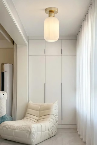 Tokyo Tırtıklı Beyaz Camlı Plofonyer Salon Yatak Odası Hol Ve Giriş Camlı Tekli Avize Eskitme
