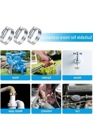 10 Adet Metal Ayarlanabilir Hortum Kelepçesi Seti