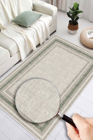 Modern Makinede Yıkanabilir Kaydırmaz Leke Tutmaz Salon Halı Oturma Odası Halı Mutfak Halı Ve Yolluk Yeşil