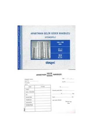 Özkan Apartman Gelir-Gider Makbuzu Otokopili 50X2 Nüsha 12 li